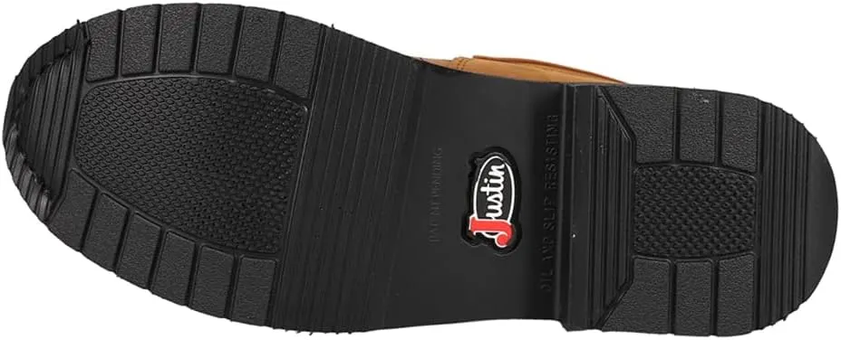 Justin Boot Company (WSL) Mens Livestock Aged Brown 8In LaceUp Round Soft Toe Work Boot