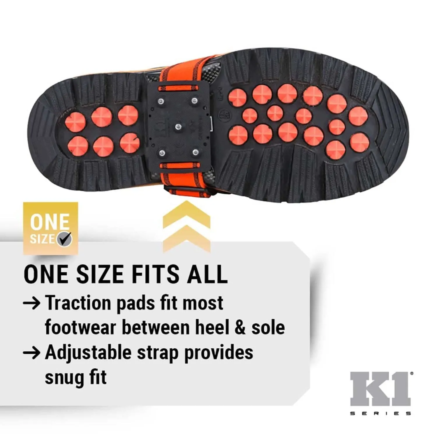 K1 Mid-Sole Ice Cleats for Men & Women - Rotatable Traction Aids For Winter Snow - Hi Vis - High Profile