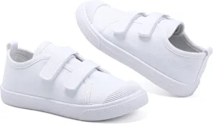 Kids White Shoes Toddlers Canvas Sneakers Slip-on Light Weight Comfortable Causal Running Shoes Skin-Friendly for Boys Girls