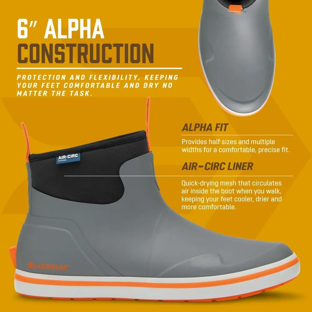 LaCrosse Alpha Deck Boot 6" - Rain Boots Men, Waterproof Boots for Men, Durable Outdoor Boots for Men, Comfort Fit