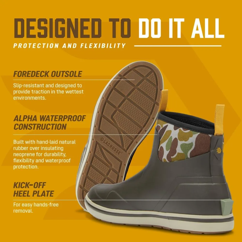LaCrosse Alpha Deck Boot 6" - Rain Boots Men, Waterproof Boots for Men, Durable Outdoor Boots for Men, Comfort Fit