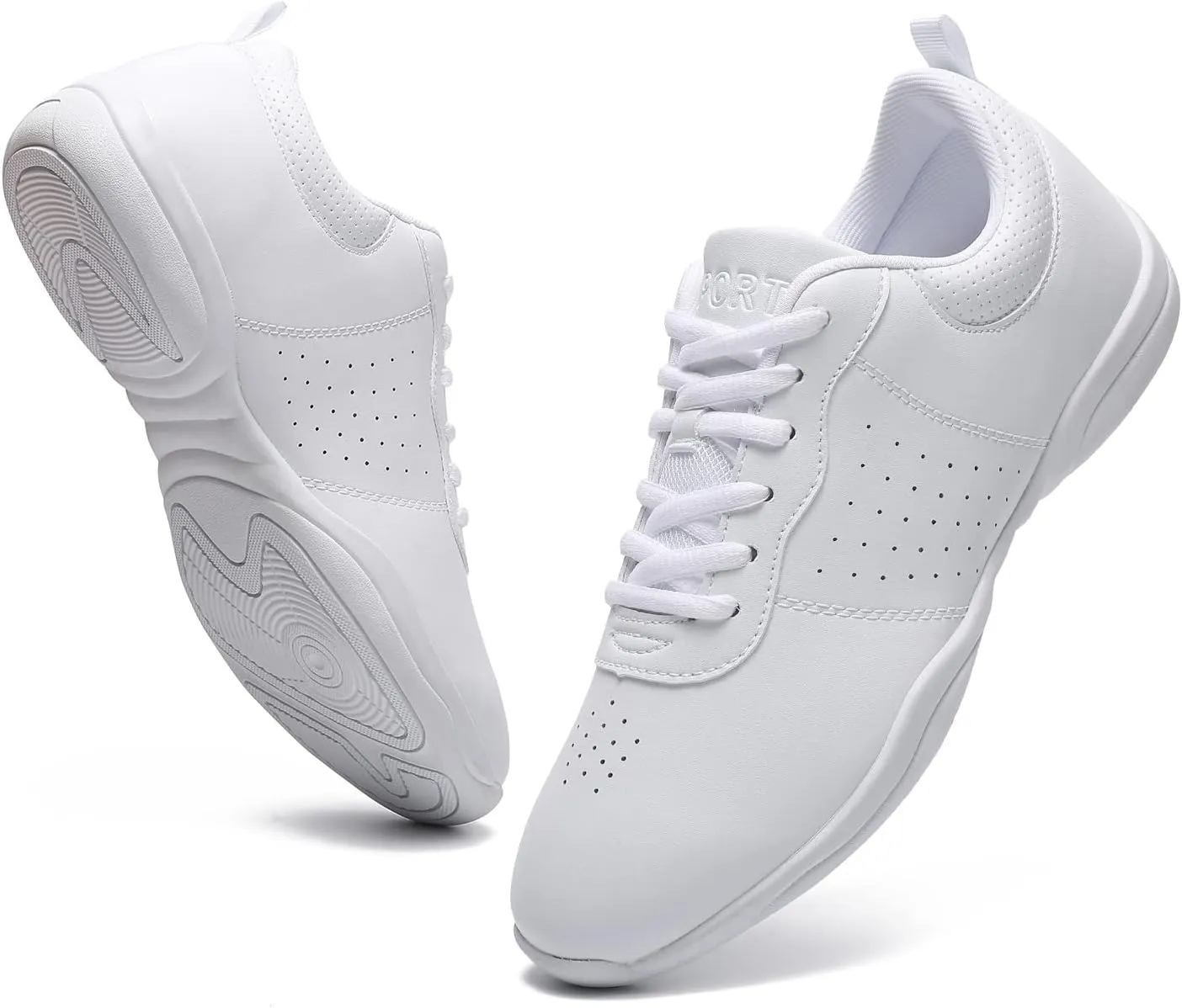 LANDHIKER Cheer Shoes Girls White Dance Shoes Youth Cheerleading Sports Training Athletic Comfortable Shoes Flats Girl