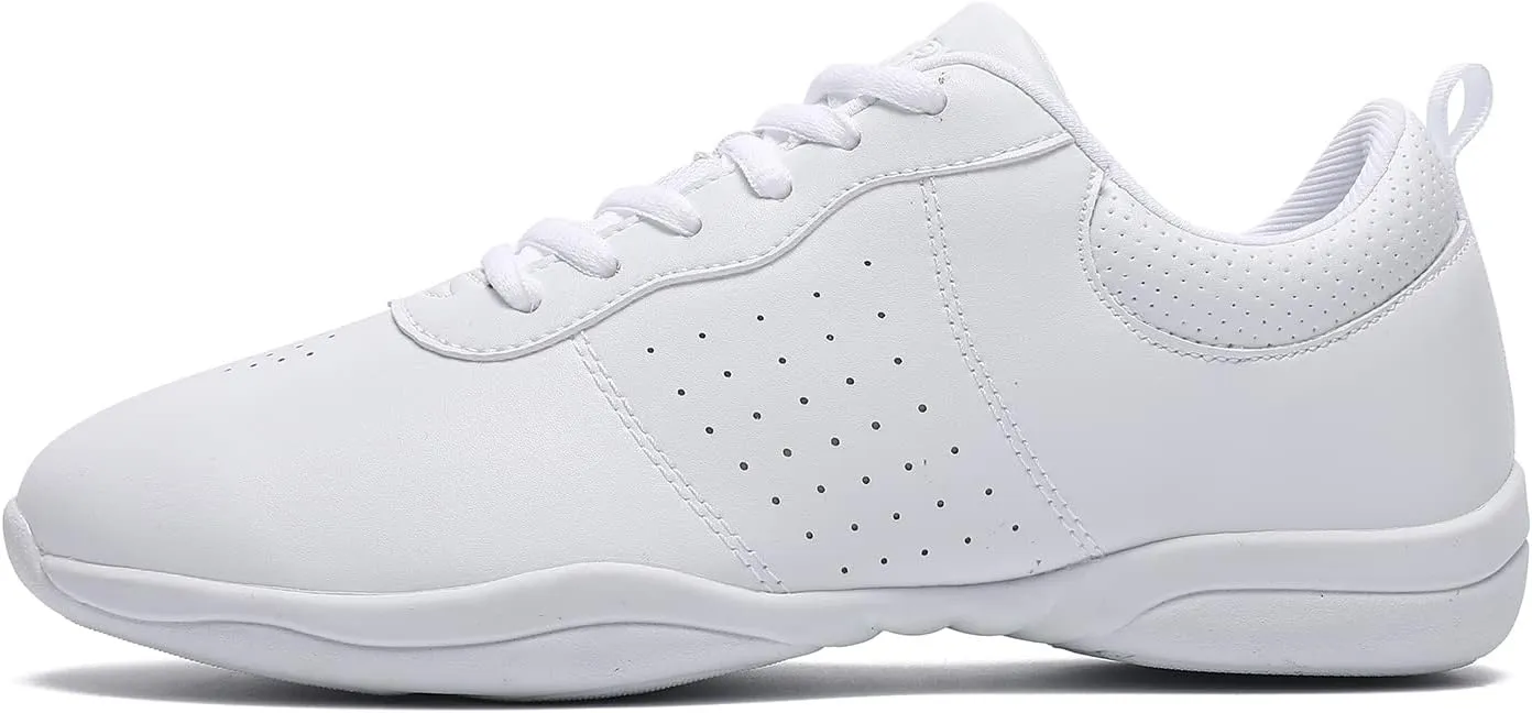 LANDHIKER Cheer Shoes Girls White Dance Shoes Youth Cheerleading Sports Training Athletic Comfortable Shoes Flats Girl