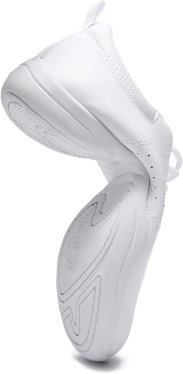 LANDHIKER Cheer Shoes Girls White Dance Shoes Youth Cheerleading Sports Training Athletic Comfortable Shoes Flats Girl