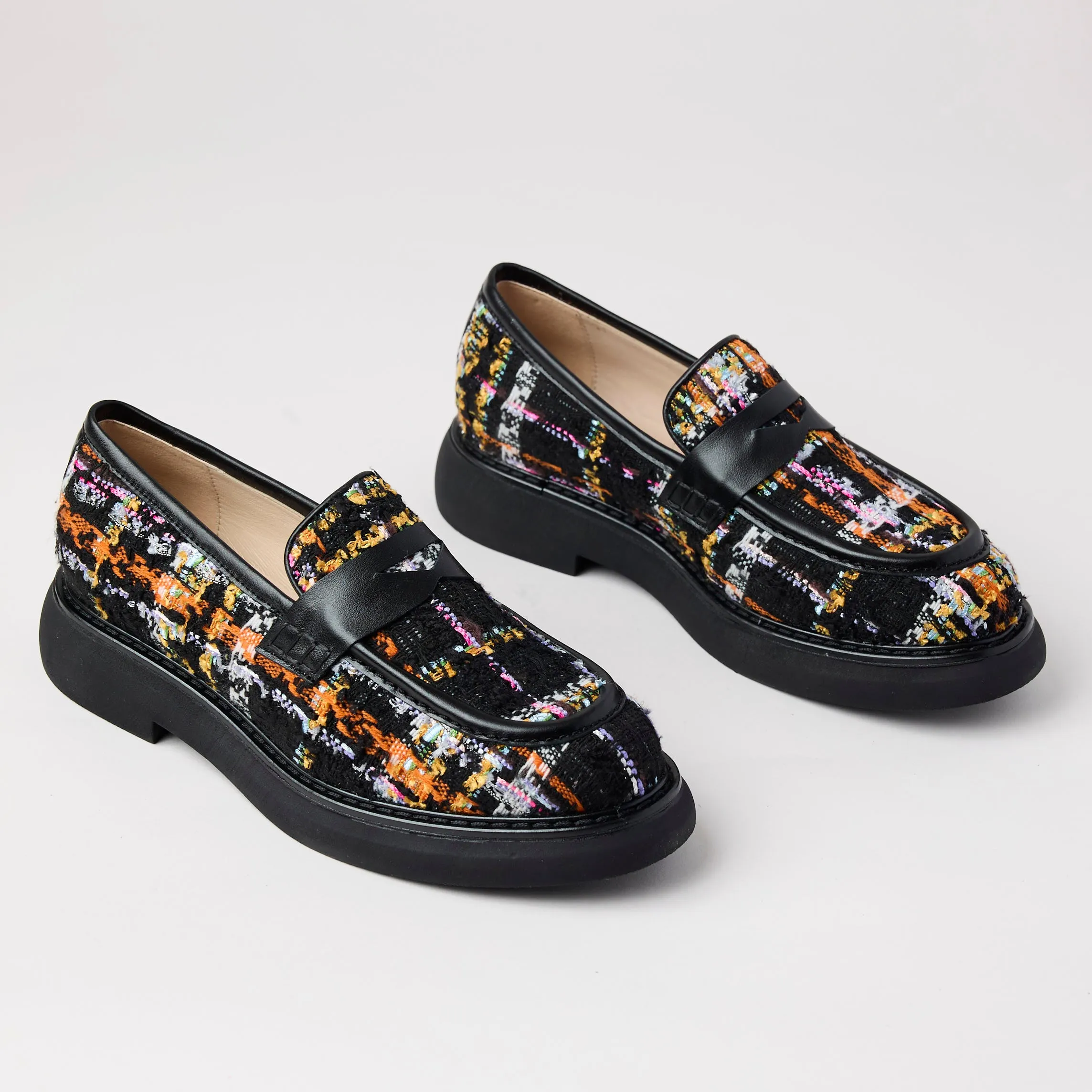 Marian Multi Tweed Covered Leather Loafers