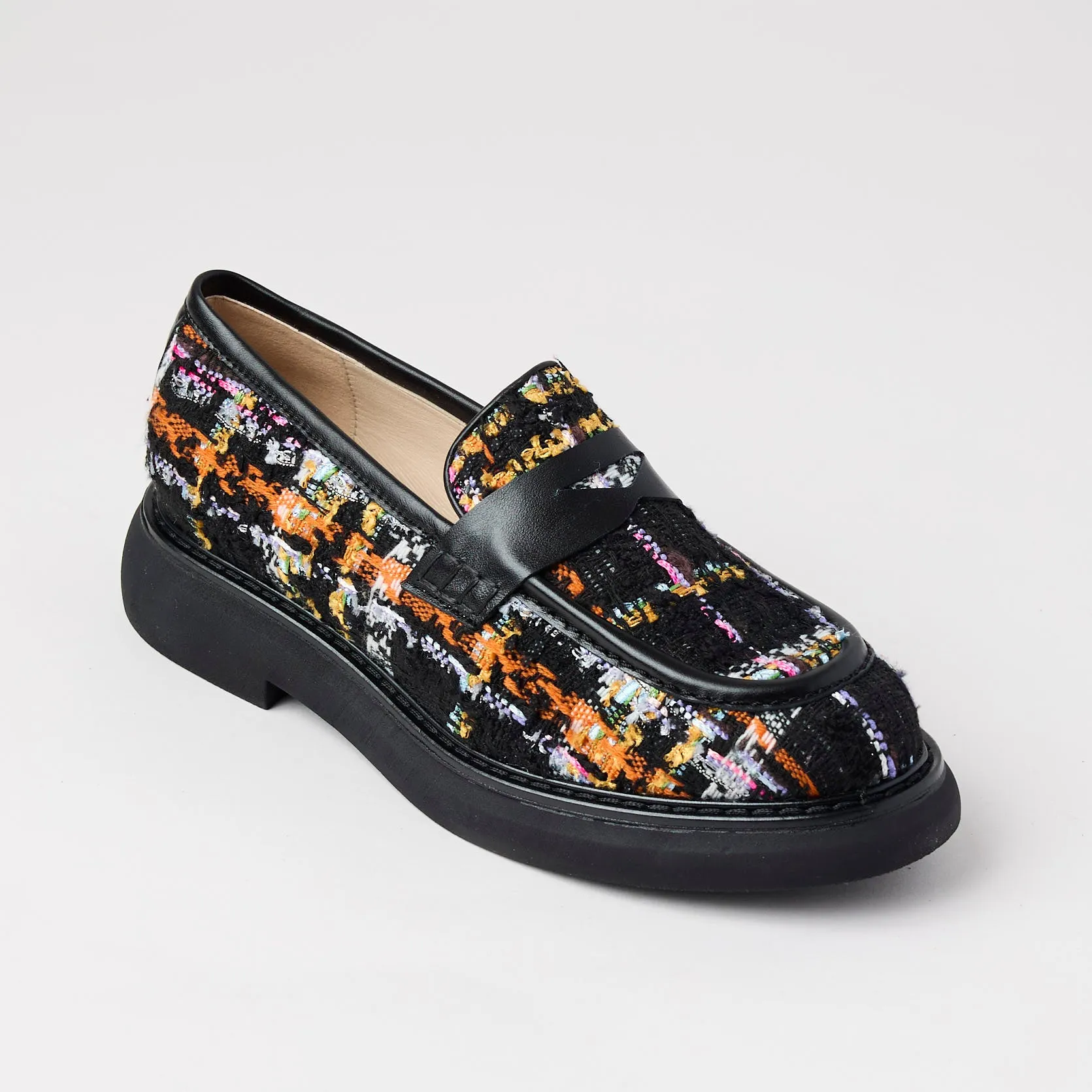 Marian Multi Tweed Covered Leather Loafers