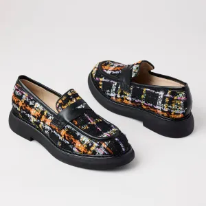 Marian Multi Tweed Covered Leather Loafers