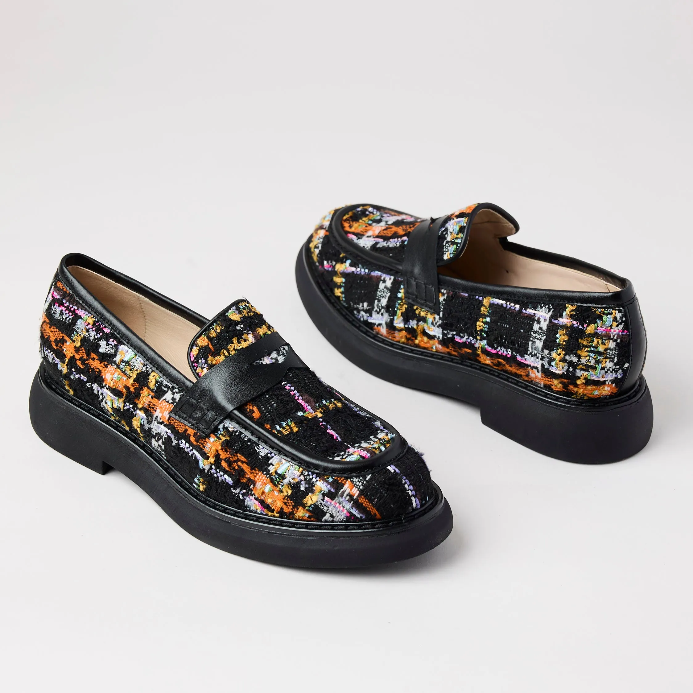 Marian Multi Tweed Covered Leather Loafers