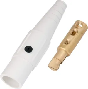 Marinco CLS2MB-B CLS Cam Type, Series 16 Inline, Single Pin Connector, 400 Amp, 600 Volt, 6 - #2 AWG, Male - White (B)