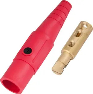 Marinco CLS2MB-C CLS Cam Type, Series 16 Inline, Single Pin Connector, 400 Amp, 600 Volt, #6 - #2 AWG, Male - Red (C)