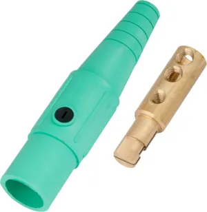 Marinco CLS2MB-E CLS Cam Type, Series 16 Inline, Single Pin Connector, 400 Amp, 600 Volt, #6 - #2 AWG, Male - Green (E)
