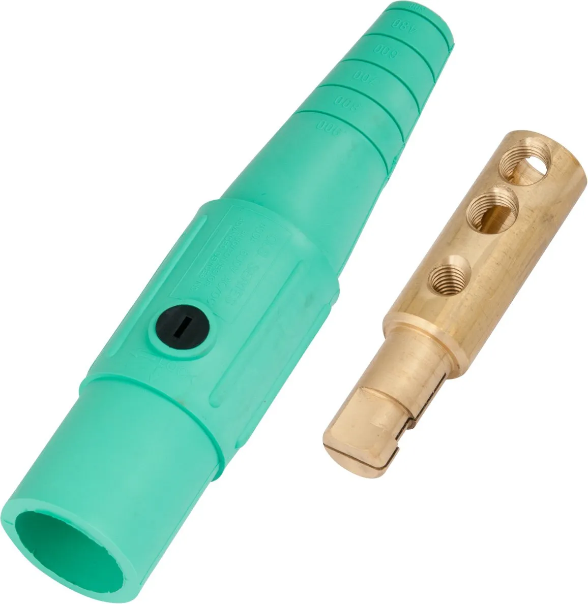 Marinco CLS2MB-E CLS Cam Type, Series 16 Inline, Single Pin Connector, 400 Amp, 600 Volt, #6 - #2 AWG, Male - Green (E)