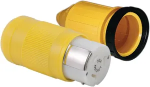 Marinco Womens ParkPower By 50 Amp, 125/250V 3 Pole, 4 Wire Locking Female Connector And Boot, Yellow, 11 US