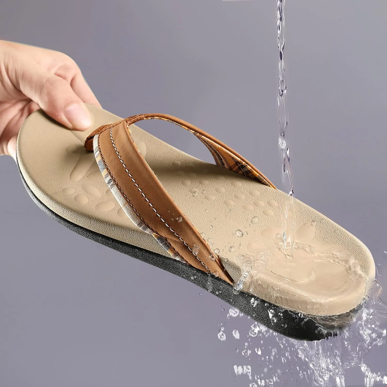 MEGNYA Orthopedic Walking Sandals with Arch Support, Casual Plantar Fasciitis Flip Flops for Flat Feet, Comfortable Cushioned Foam Slippers for Beach Summer