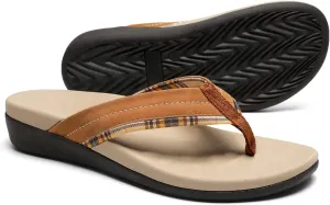 MEGNYA Orthopedic Walking Sandals with Arch Support, Casual Plantar Fasciitis Flip Flops for Flat Feet, Comfortable Cushioned Foam Slippers for Beach Summer