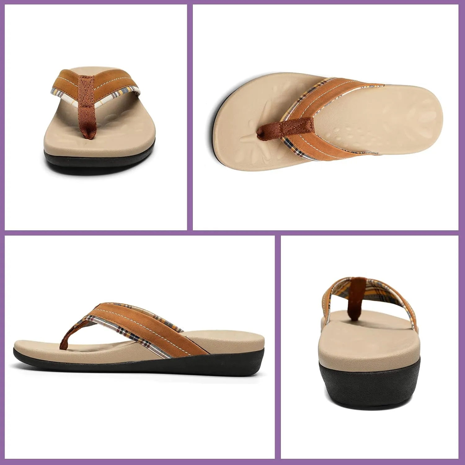 MEGNYA Orthopedic Walking Sandals with Arch Support, Casual Plantar Fasciitis Flip Flops for Flat Feet, Comfortable Cushioned Foam Slippers for Beach Summer