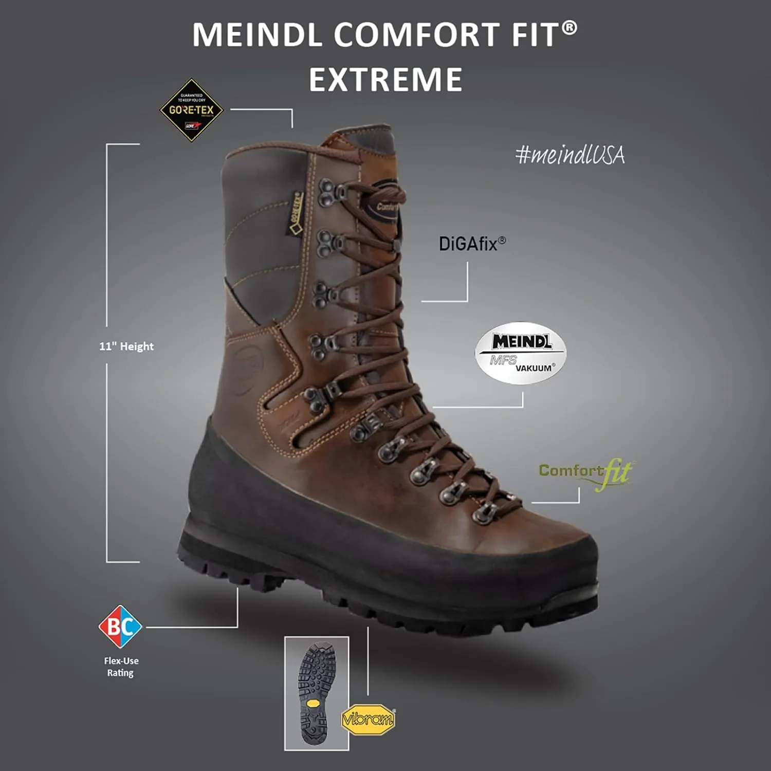 Meindl Men's Comfort-Fit Extreme | Gore-Tex Waterproof Uninsulated Hunting Boot | Ultimate Mountain Boot | Wide Toe Box | Made in Germany