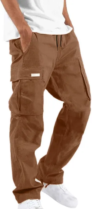 Mens Cargo Pants Big and Tall Causal Baggy Work Hiking Joggers Stretch Drawstring Fishing Travel Outdoor Trousers