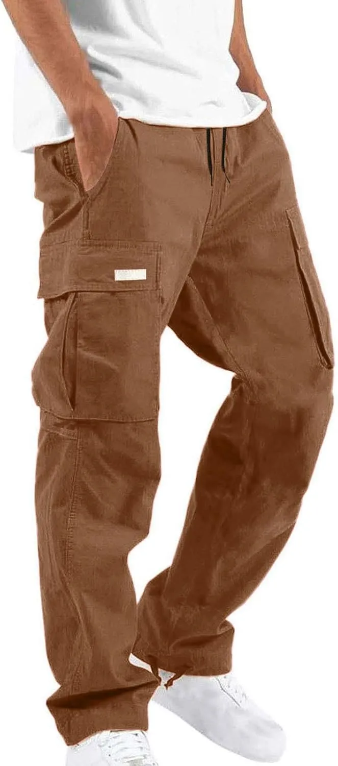 Mens Cargo Pants Big and Tall Causal Baggy Work Hiking Joggers Stretch Drawstring Fishing Travel Outdoor Trousers