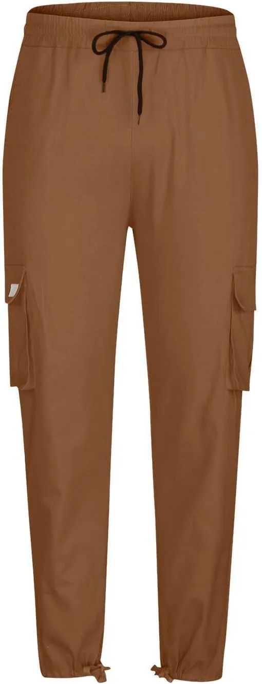 Mens Cargo Pants Big and Tall Causal Baggy Work Hiking Joggers Stretch Drawstring Fishing Travel Outdoor Trousers