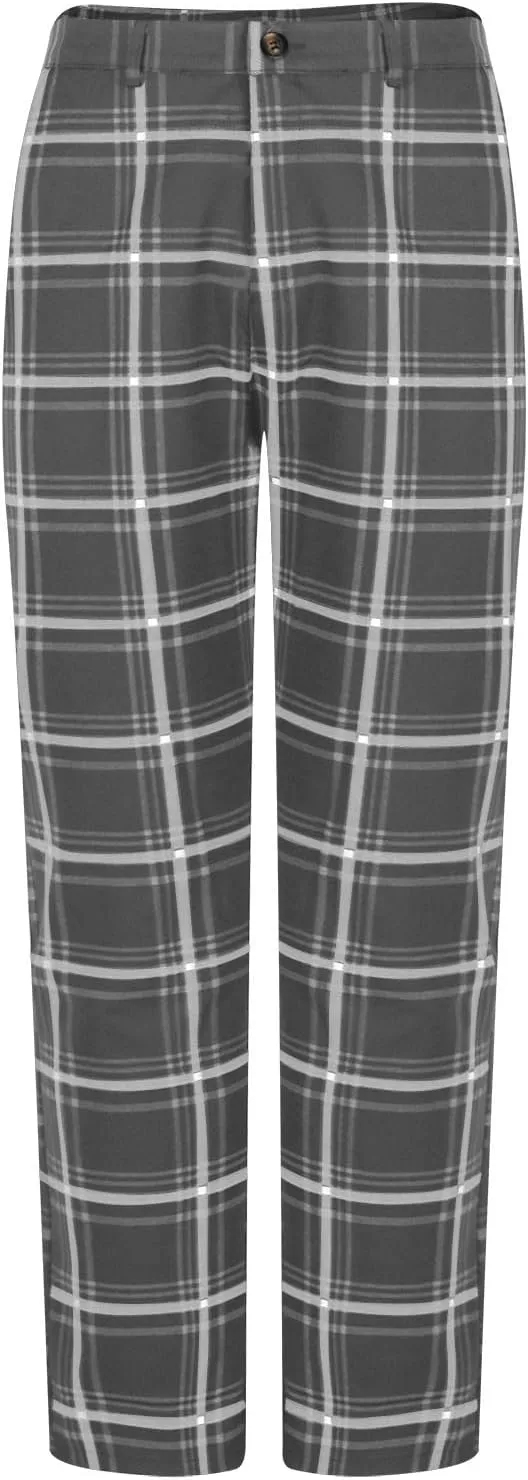 Mens Dress Pants Slim Fit Stretch Fashion Plaid Pant Skinny Leg Striped Button Work Pants Straight Casual Pants