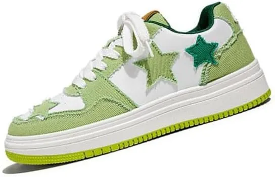 Men's Fashion Star Sneaker Lace Up Sporty Sneakers Comfortable Walking Shoes Casual Skate Shoes Low Top Tennis Shoes