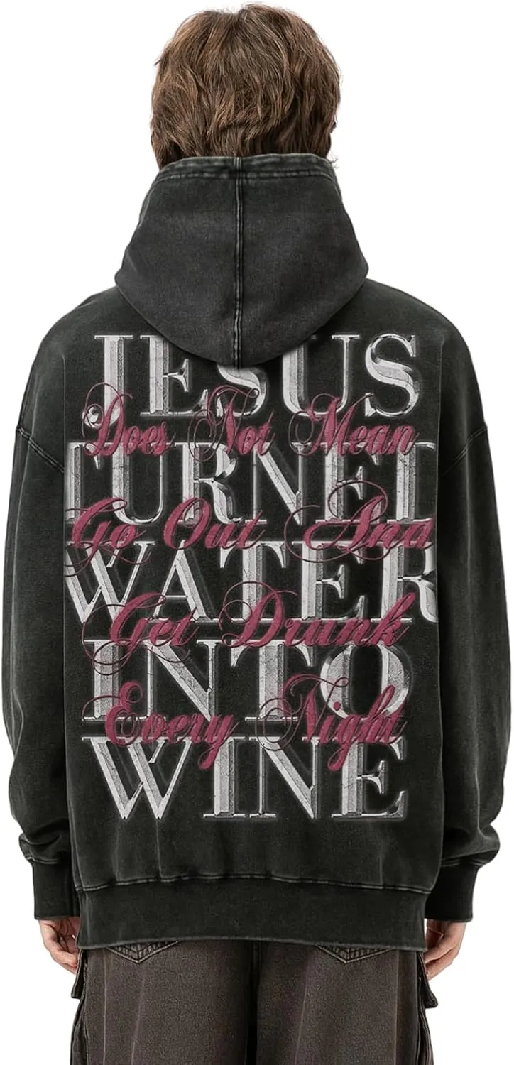 Men's Jesus Disciple Print - Sundays Off Edition Hoodies Casual Oversized Vintage Sweatshirts Khaki