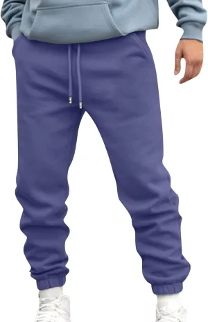 Mens Joggers Sweatpants Slim Fit Workout Training Plain Drawstring Elastic Waist Jogger Pants Cinch Bottom Pants