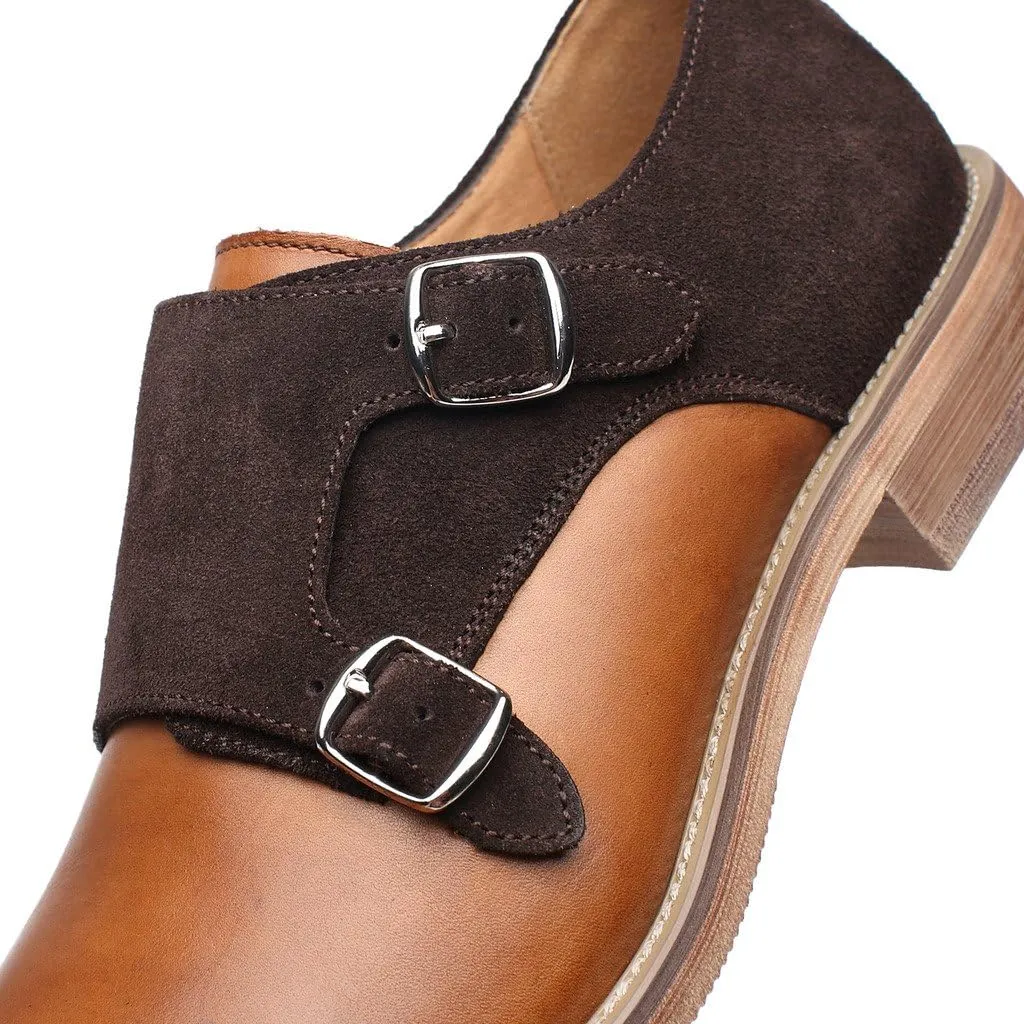 Mens Leather Double Monk Strap Loafer