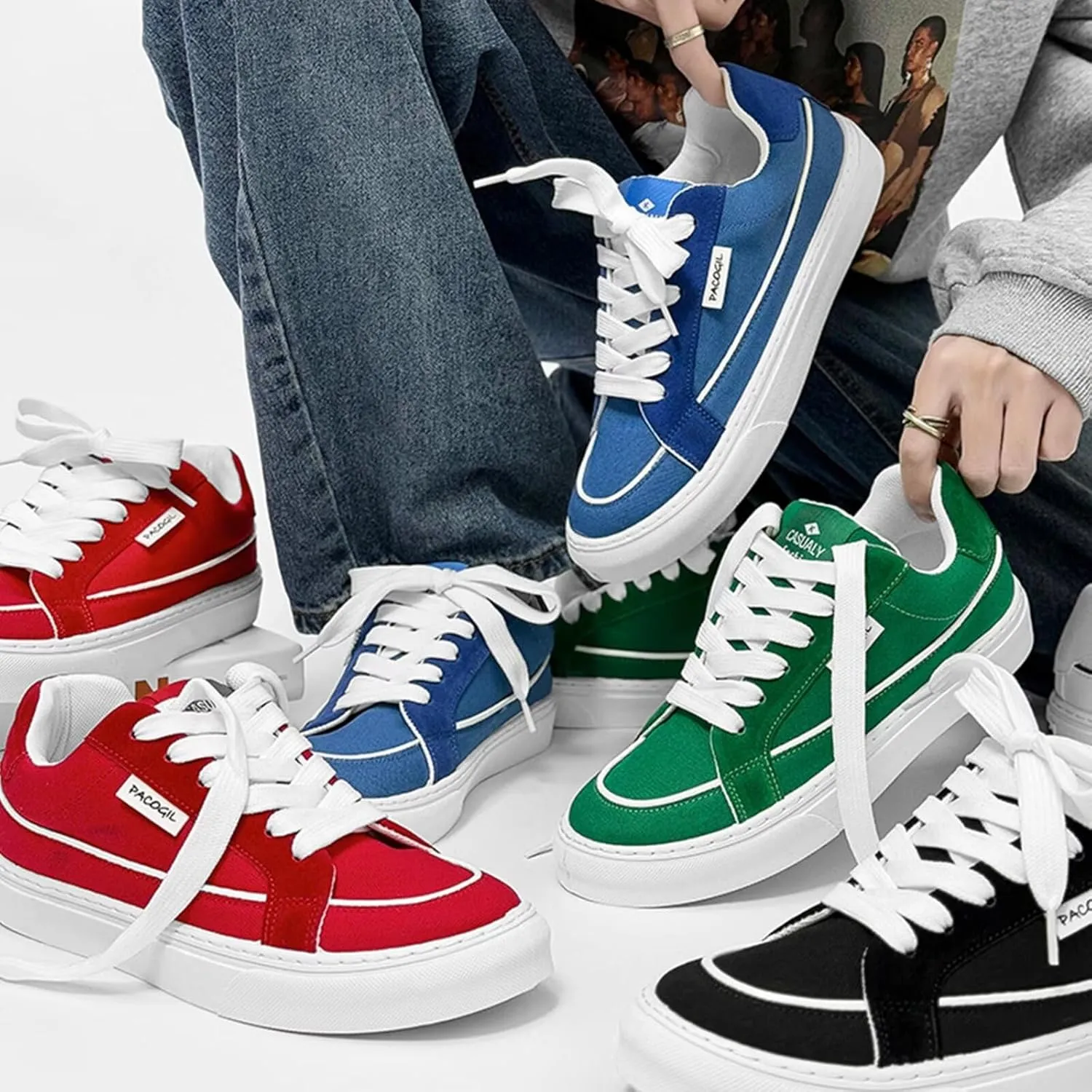 Mens Sneakers Classic Low top Casual Canvas Shoes for Men Teen, Lace Up Comfortable Skate Walking Shoe for Men Lightweight 2025 Popular Fashion Sneakers