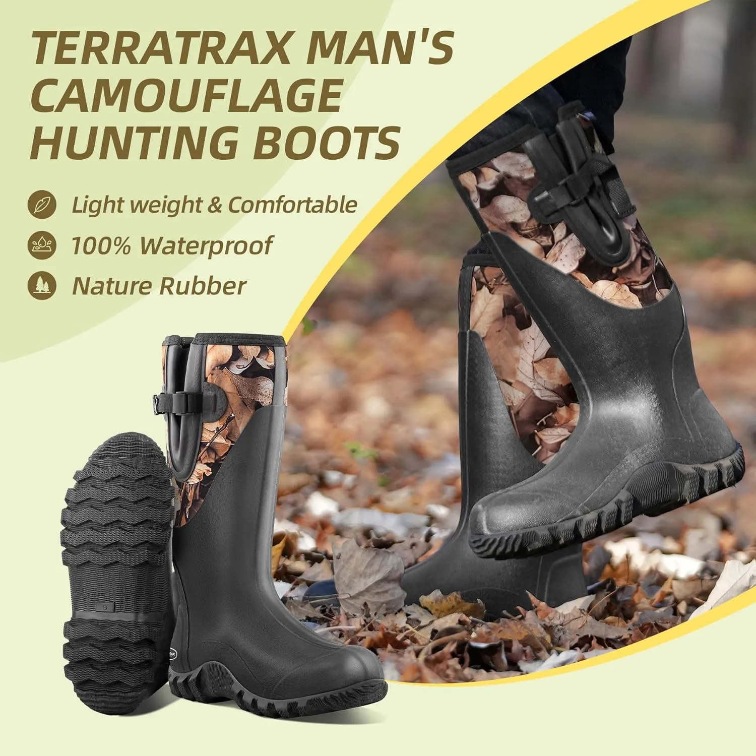Men's Waterproof Rubber Muck Rain and Work Boot – Durable 6mm Neoprene Insulated, Ideal for Fishing Hunting & Farming