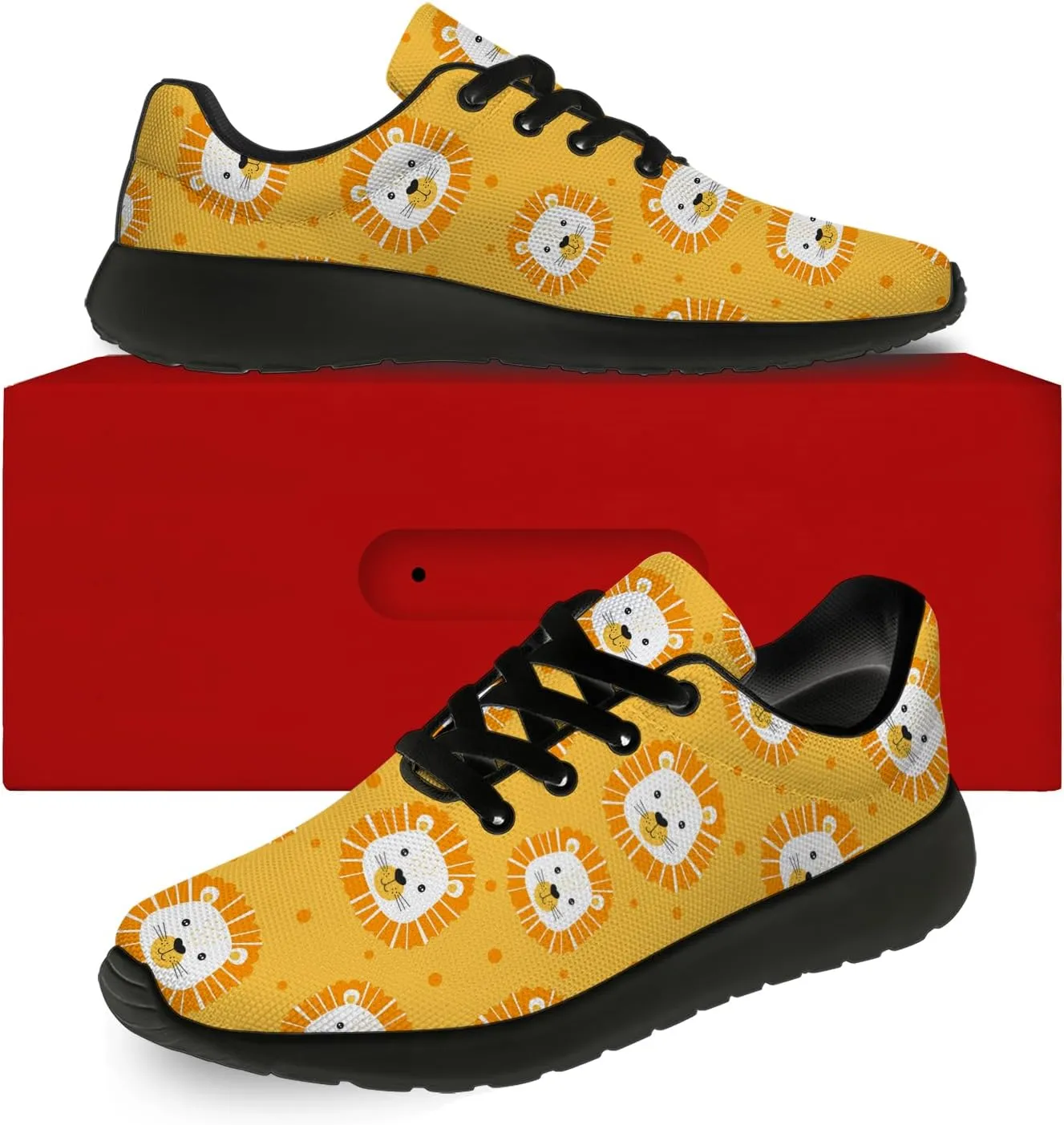 Mens Womens Lion Print Tennis Shoes Comfortable Running Walking Sneakers Gifts for Boyfriend Girlfriend