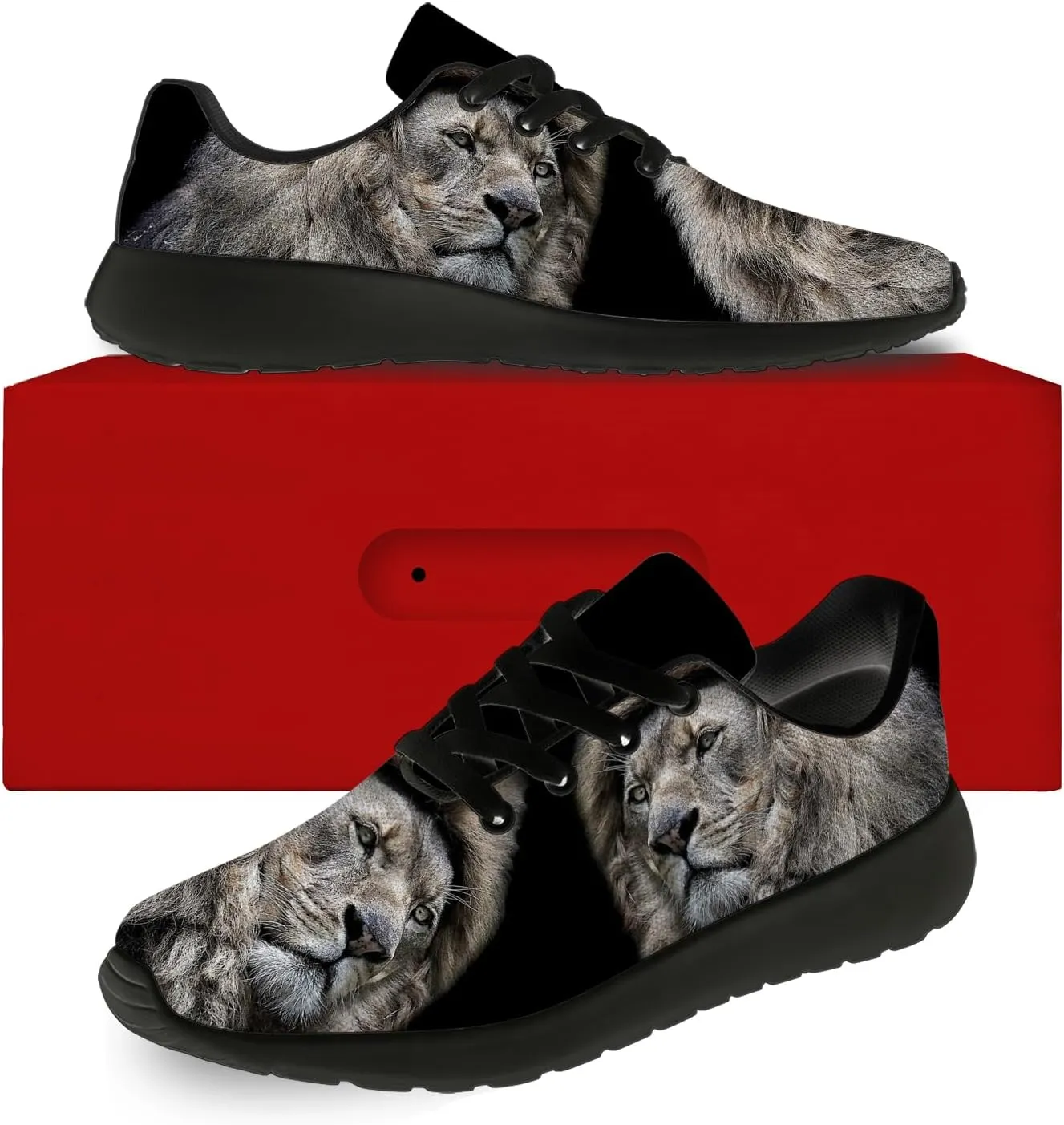 Mens Womens Lion Print Tennis Shoes Comfortable Running Walking Sneakers Gifts for Boyfriend Girlfriend