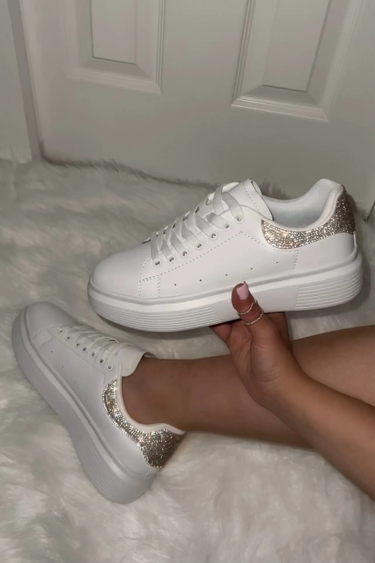Mia Embellished Sneaker - White