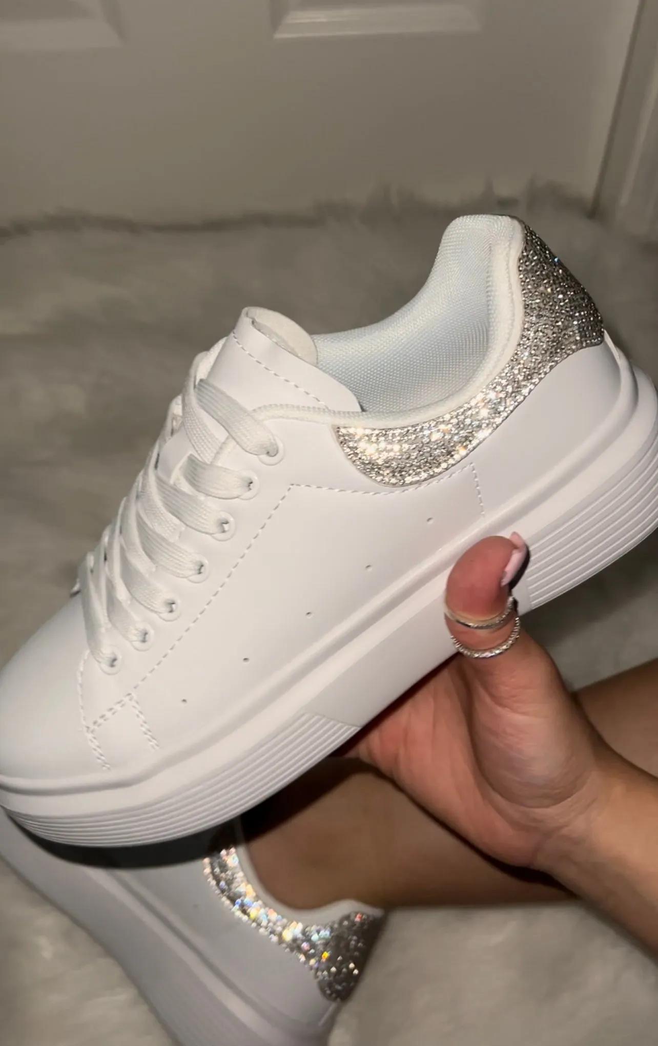 Mia Embellished Sneaker - White