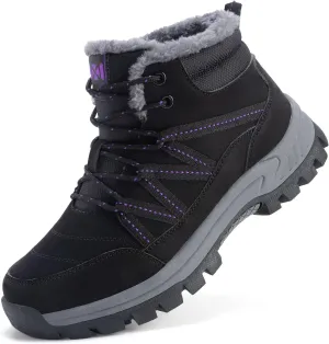 Moodeng Women Winter Boots Warm Comfortable Outdoor Ankle Boots Lace Up Hiking Boots Non-Slip Trekking Shoes