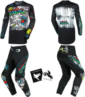 MX Outfit O'Neal Element Rancid Men (W30/Medium) Protective Pants Jersey riding bundle motocross dirt bike combo set