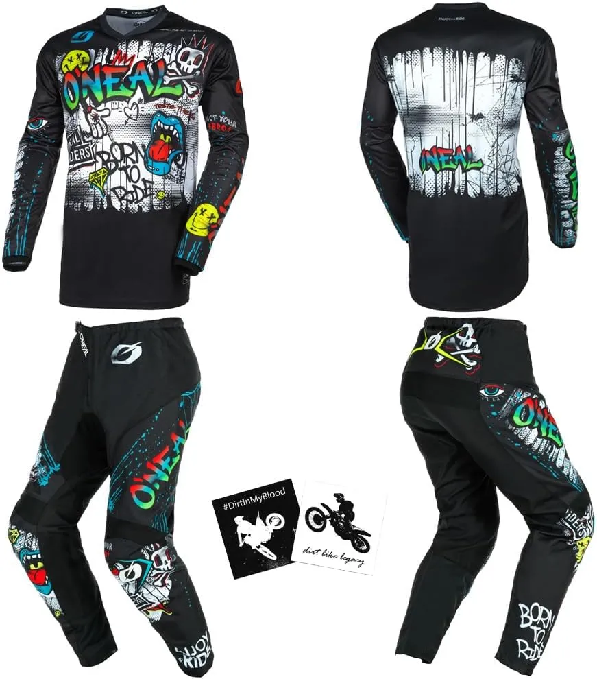 MX Outfit O'Neal Element Rancid Men (W30/Medium) Protective Pants Jersey riding bundle motocross dirt bike combo set
