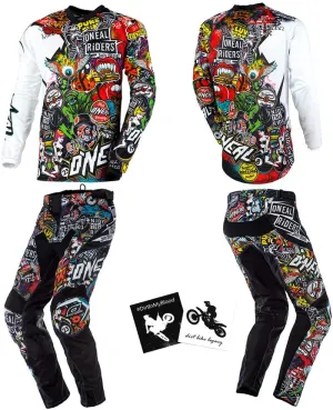 MX Outfit O'Neal Mayhem Lite Crank Men (W32/Medium) Protective Pants Jersey riding bundle motocross dirt bike package