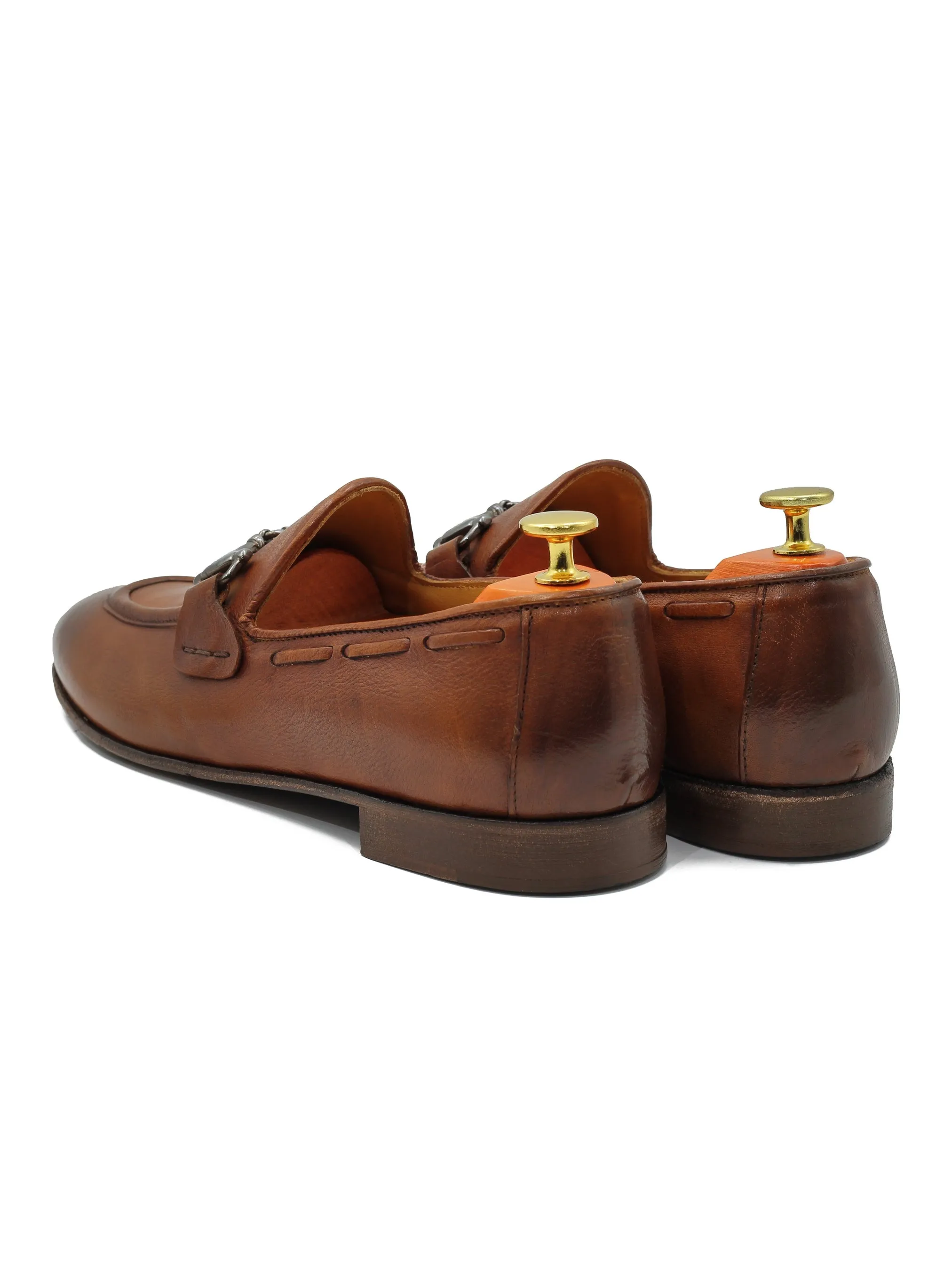 NAPLES 02 - ITALIAN LEATHER SNAFFLE BIT LOAFER IN TAN