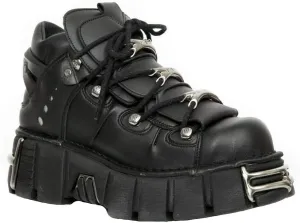 New Rock Tower Ankle Boots M-106-VS1 Women's Metallic Black Vegan Leather Gothic Punk Rock