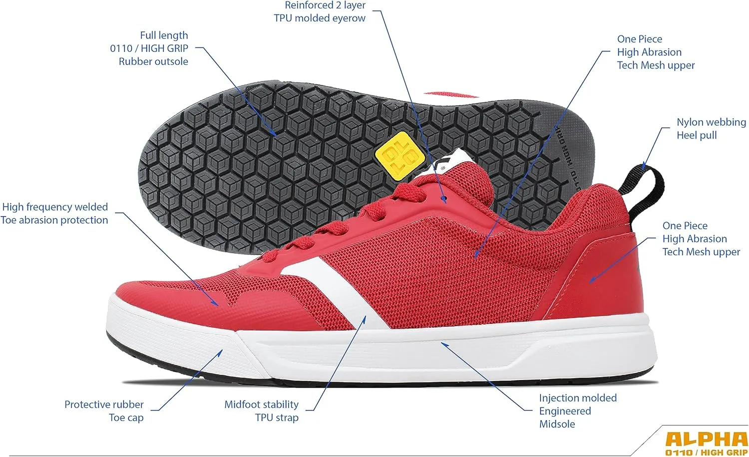 OLLO Alpha Parkour Shoes - Freerunning, Ninja and Obstacle Training, High Grip, Flexible, Comfort, Ultra Traction