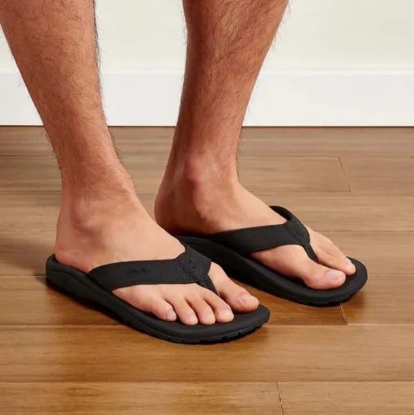 Olukai Black Ohana Mens Beach Sandals 10110-4040