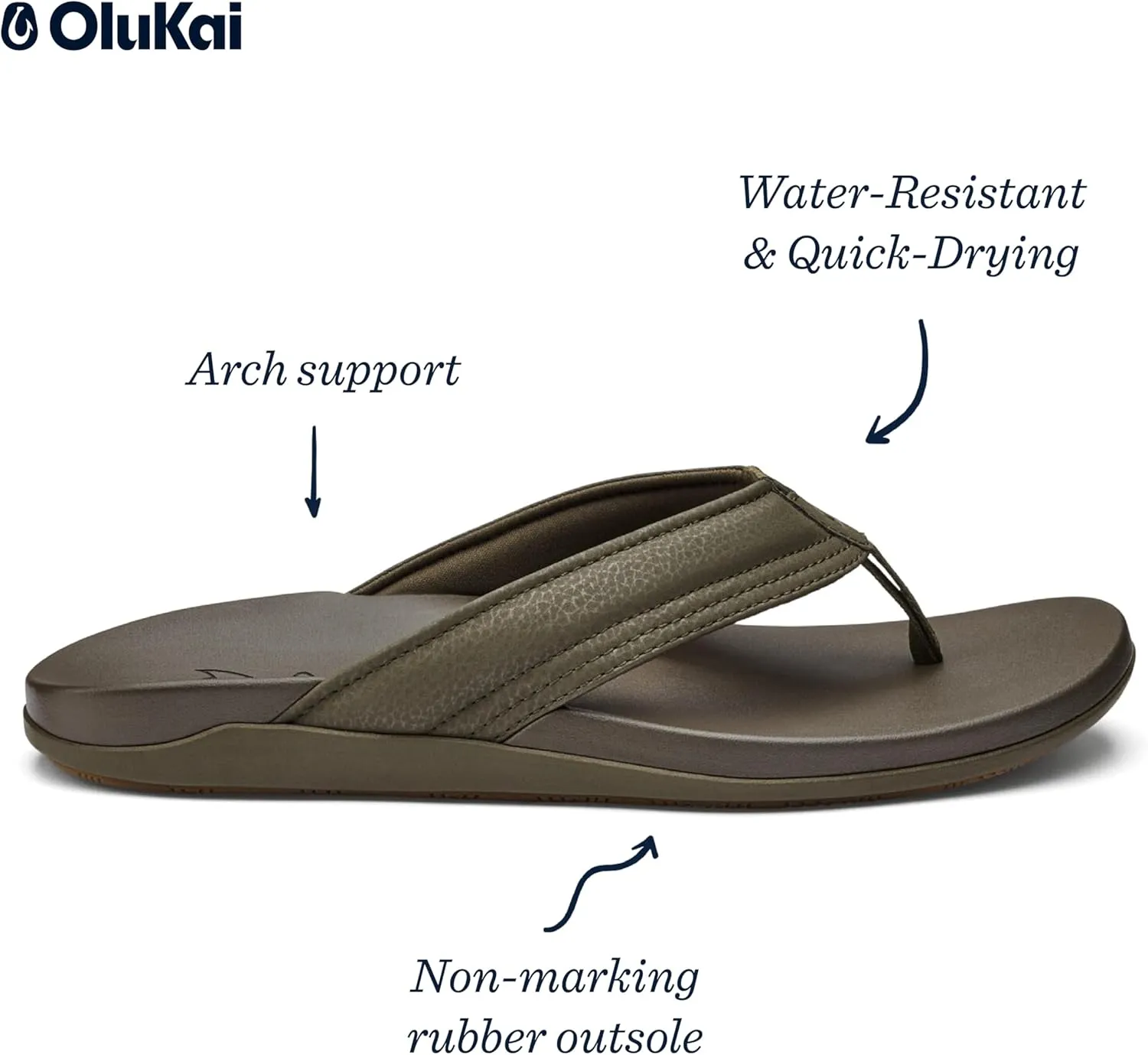 OLUKAI Maha Men's Beach Sandal, Water-Friendly Shoe, All-Day Wear & Ultra-Soft Comfort Fit