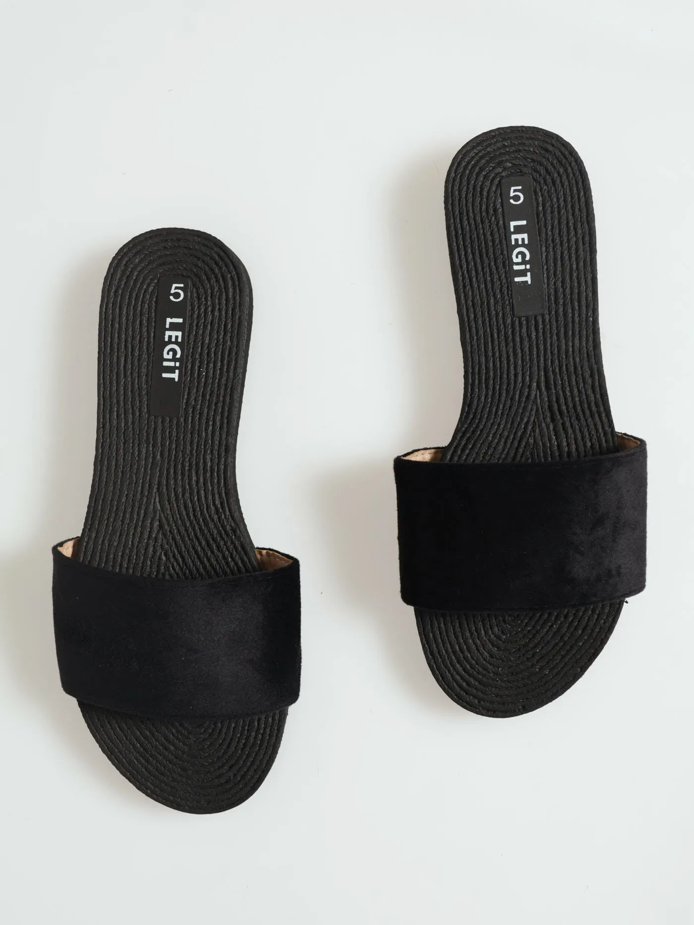 One Strap Microfibre Mule Sandal - Black