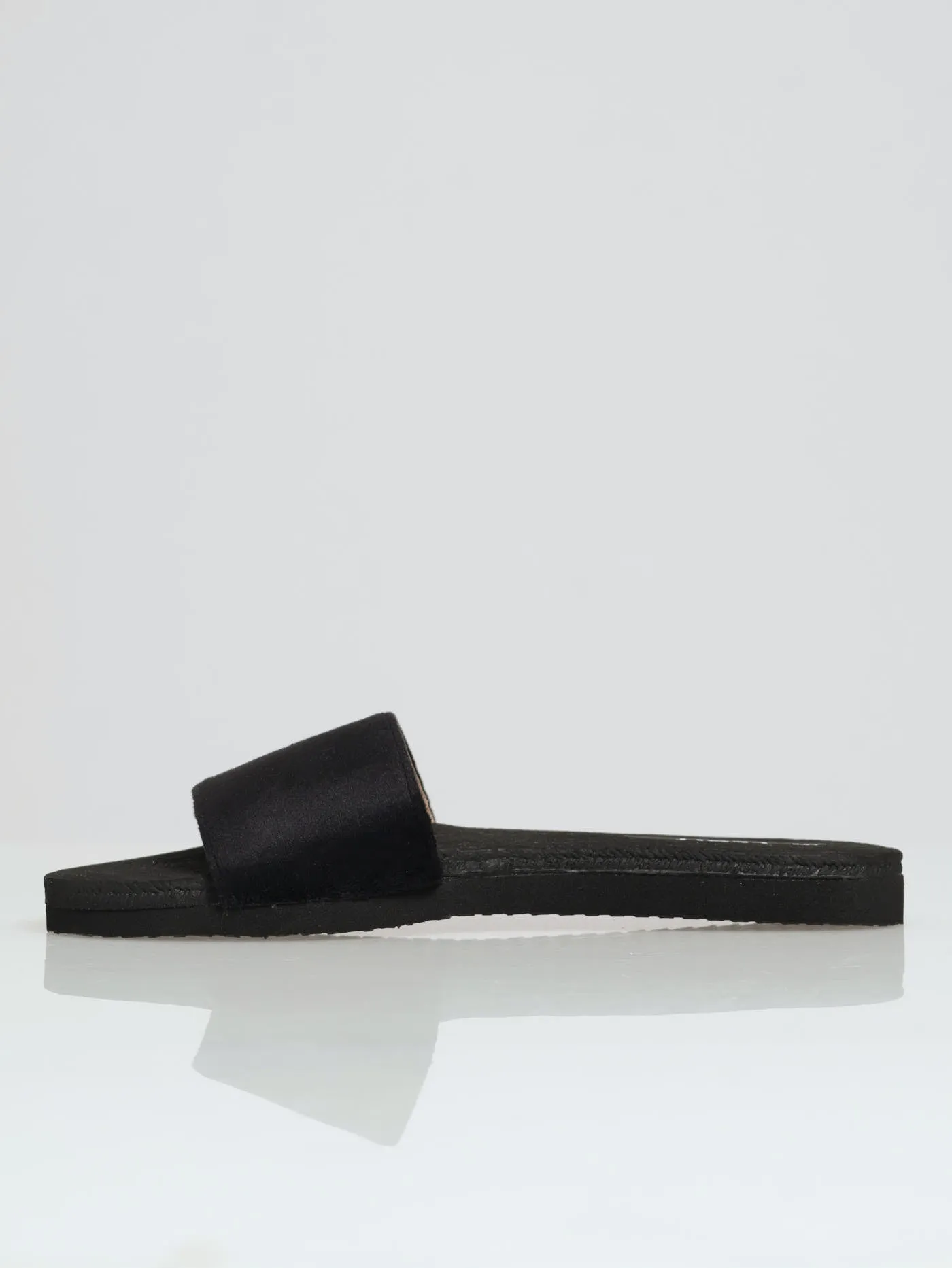 One Strap Microfibre Mule Sandal - Black