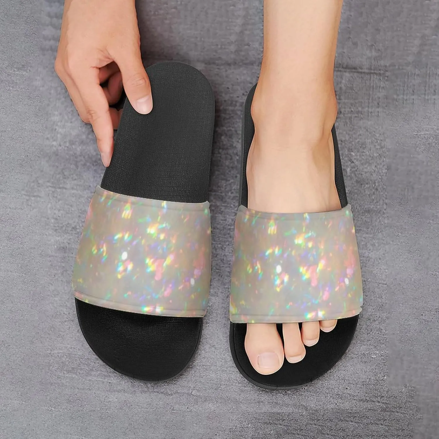 Opal Stone Photo Slippers for Women Rubber Slides Womens Sandal Slippers