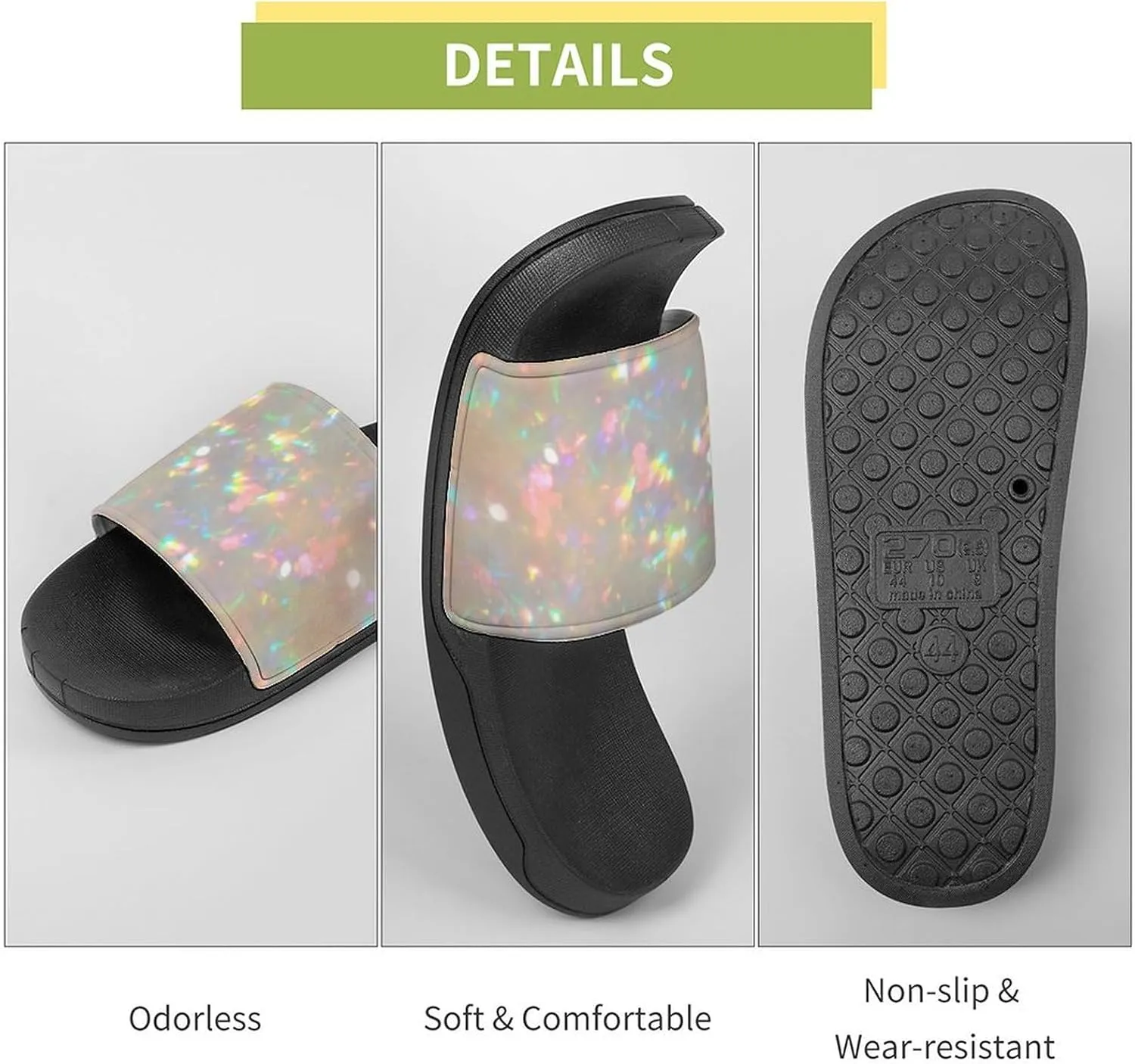 Opal Stone Photo Slippers for Women Rubber Slides Womens Sandal Slippers