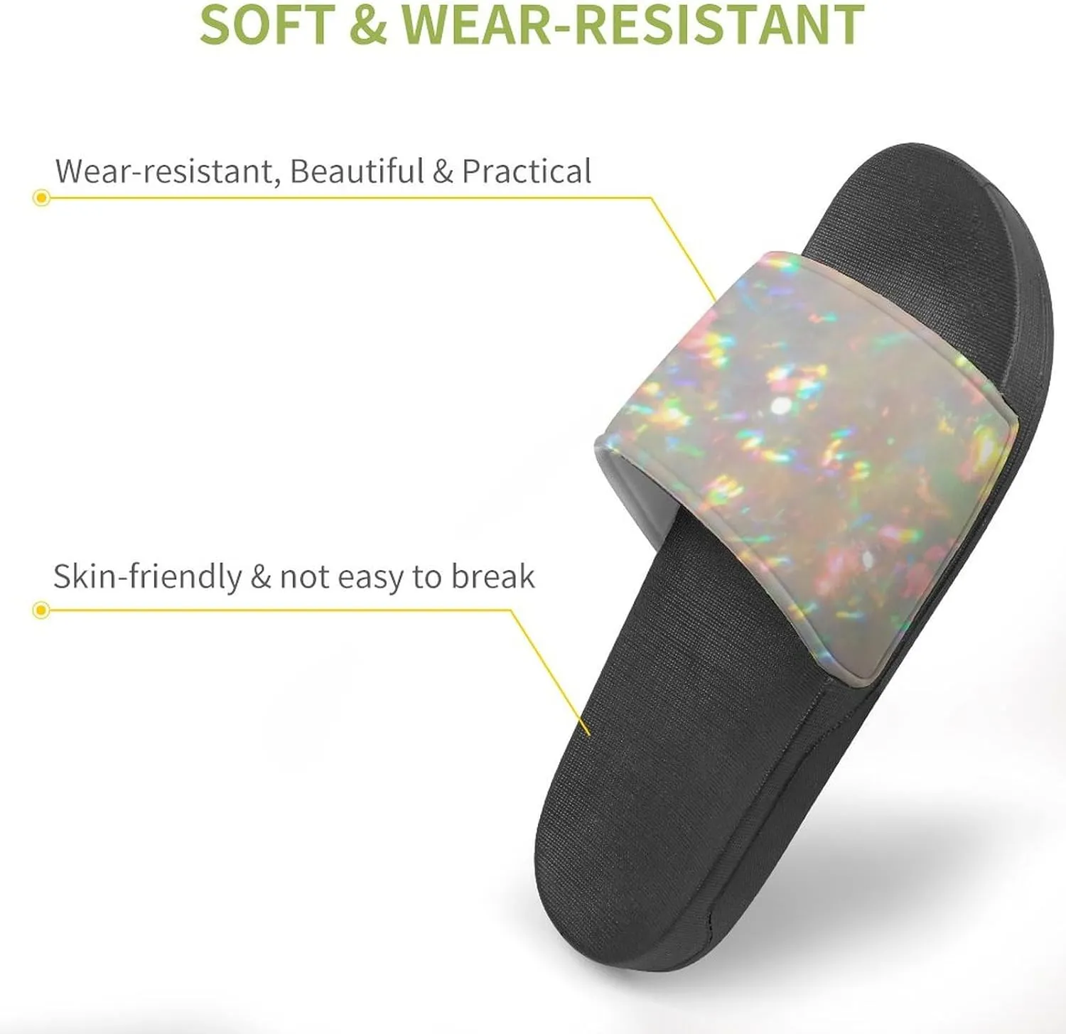 Opal Stone Photo Slippers for Women Rubber Slides Womens Sandal Slippers