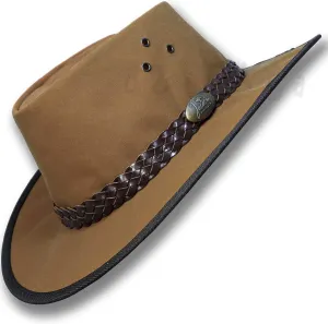 Oztrala Hat Oilskin Canvas Australian Outback Leather Mens Black Cowboy Bucket HCKS HCKB US